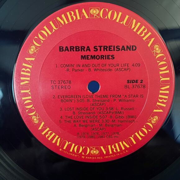 Barbra Streisand Memories Vinyl LP 1981 Columbia Red Label Greatest Hits Record - Picture 6 of 6